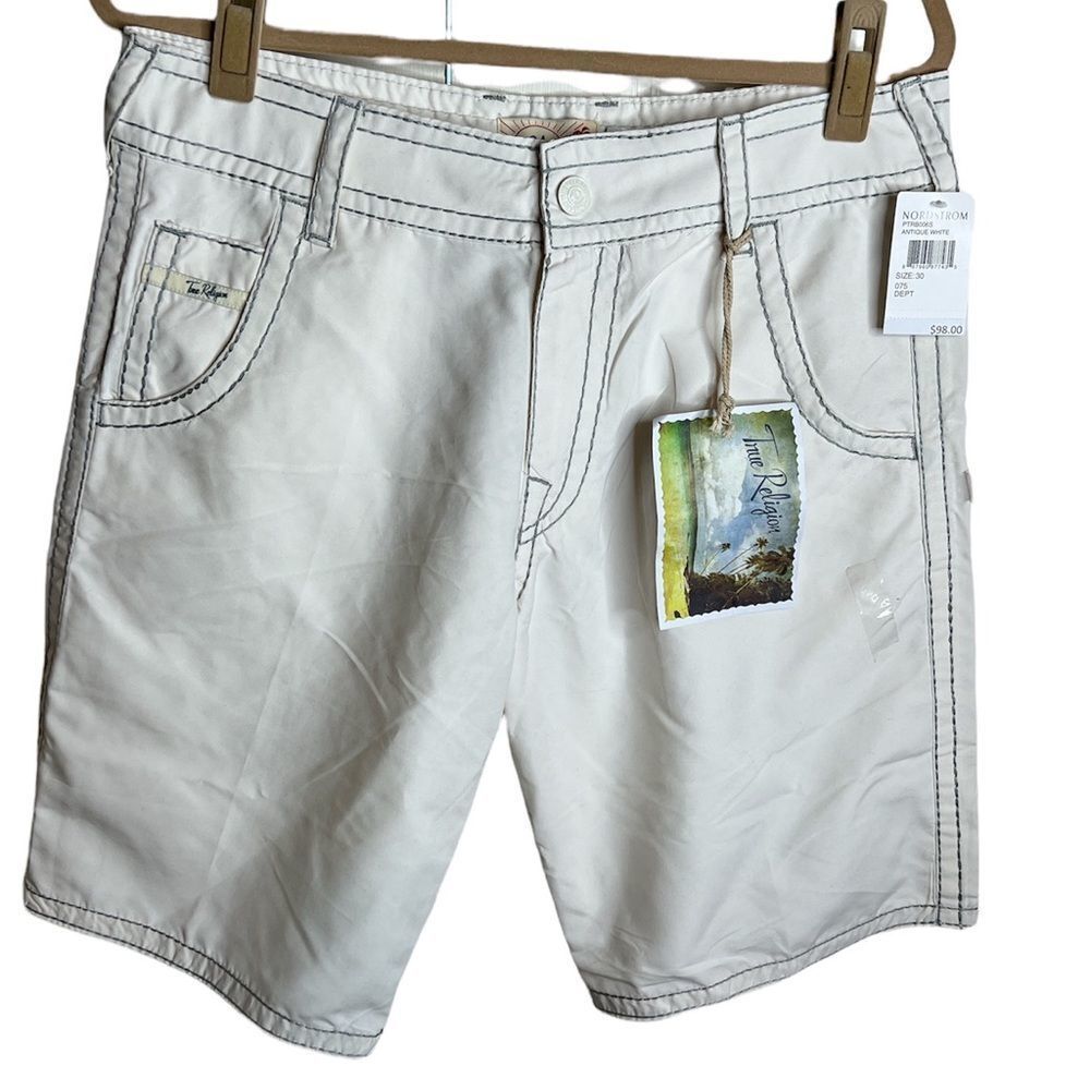 True Religion Antique White Board Shorts Swim Trunks Nwt Size 30